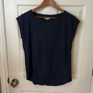 Wilfred short sleeve dark teal blue open back shirt